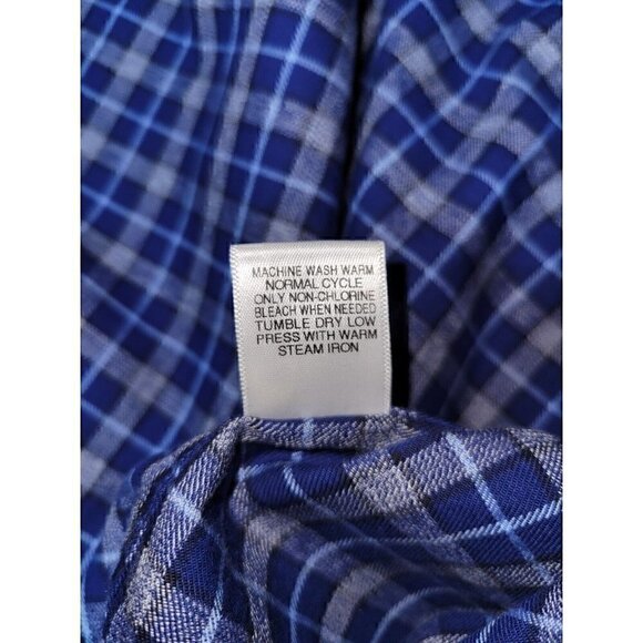 Cremieux Classics Mens Button Down Large Casual Long Sleeve Shirt Blue and Gray - Picture 10 of 11